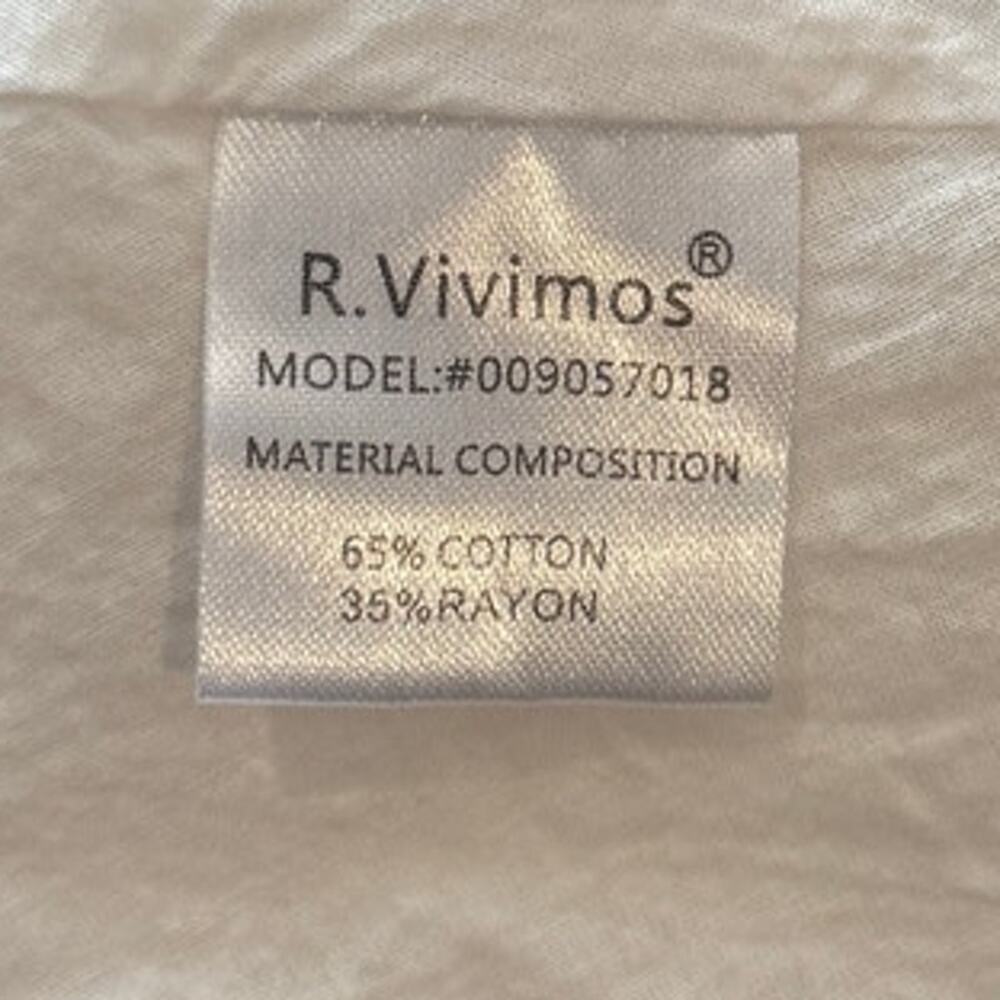 R VIVIMOS Cotton Floral Print Puff Sleeves Smocked Ruffles Midi Dress Beige XL - Picture 5 of 7
